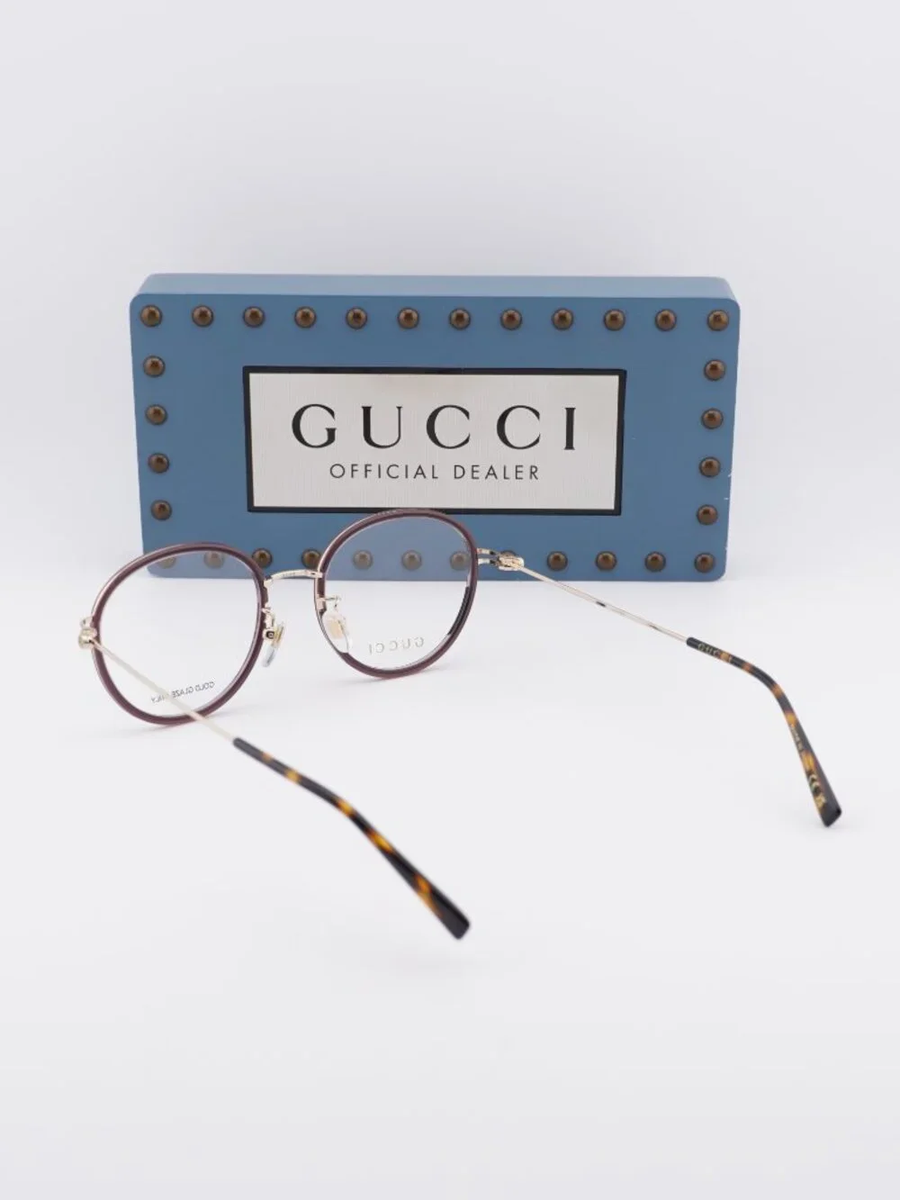 Gucci GG1851OA 007 Round Eyeglasses 50mm - Brown / Gold